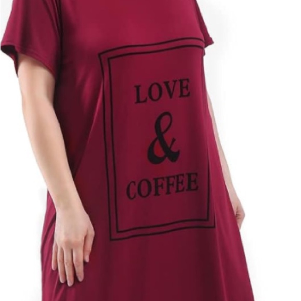 3 Pack Plus Size Nightgowns VNeck Nightshirts Short Sleeve Love & Coffee Dog Mom - Picture 10 of 12